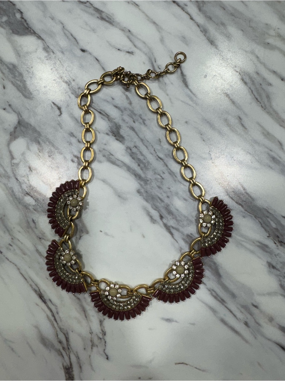 J. Crew Gold-Tone Necklace with Wine Fan Accents